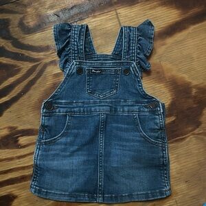 Wrangler baby girl denim ruffle overall dress.